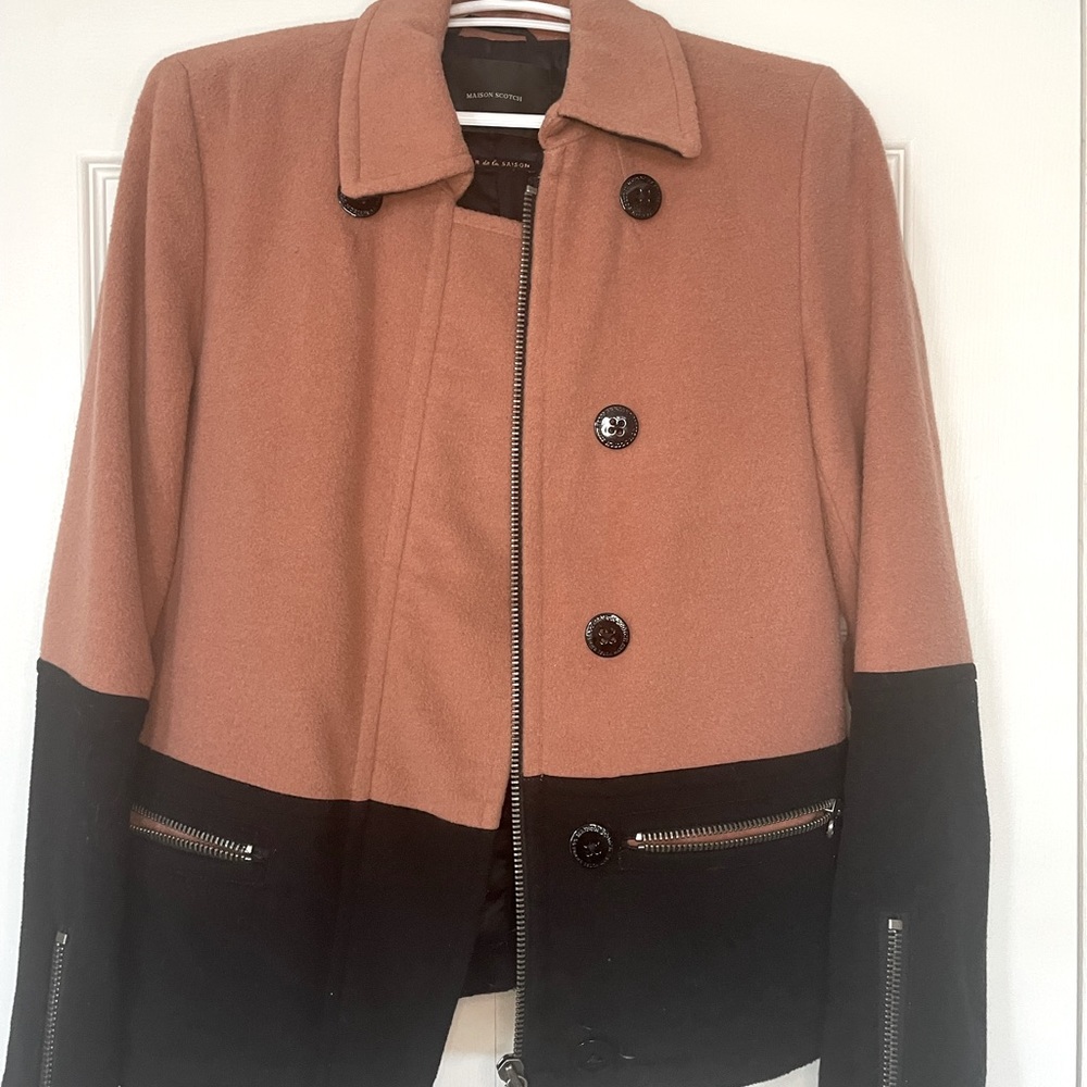 Cute pea coat - pink and black - scotch and soda